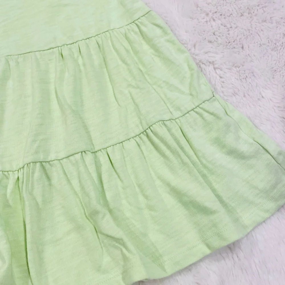 Old Navy Short-Sleeve Tiered Slub-Knit Dress in Pale Citron Girl’s Size XS/5